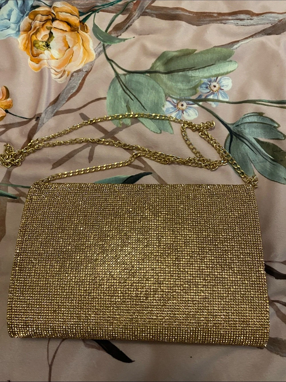 Aldo Gold Sparkle Chain Strap Clutch